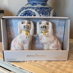 Staffordshire Dog Figurines - White and Gold
